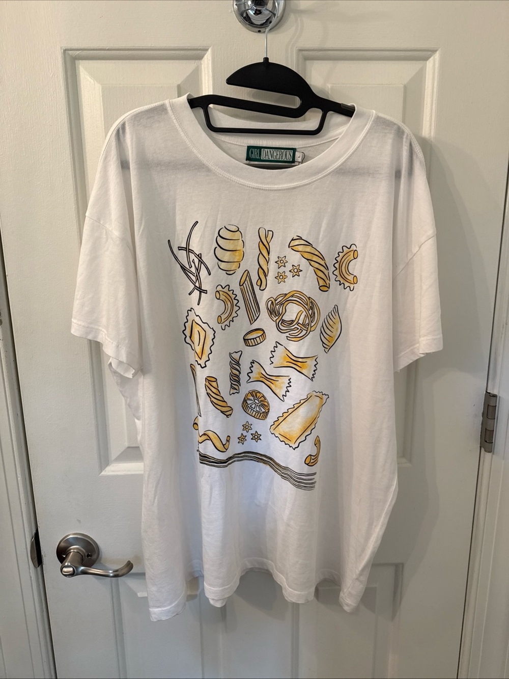 Girl Dangerous White Short Sleeve Pasta Print Tee